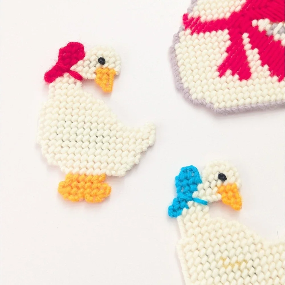 Handmade Goose Duck Country Kitchen Magnets Needlepoint Plastic Canvas Lot Of 5
